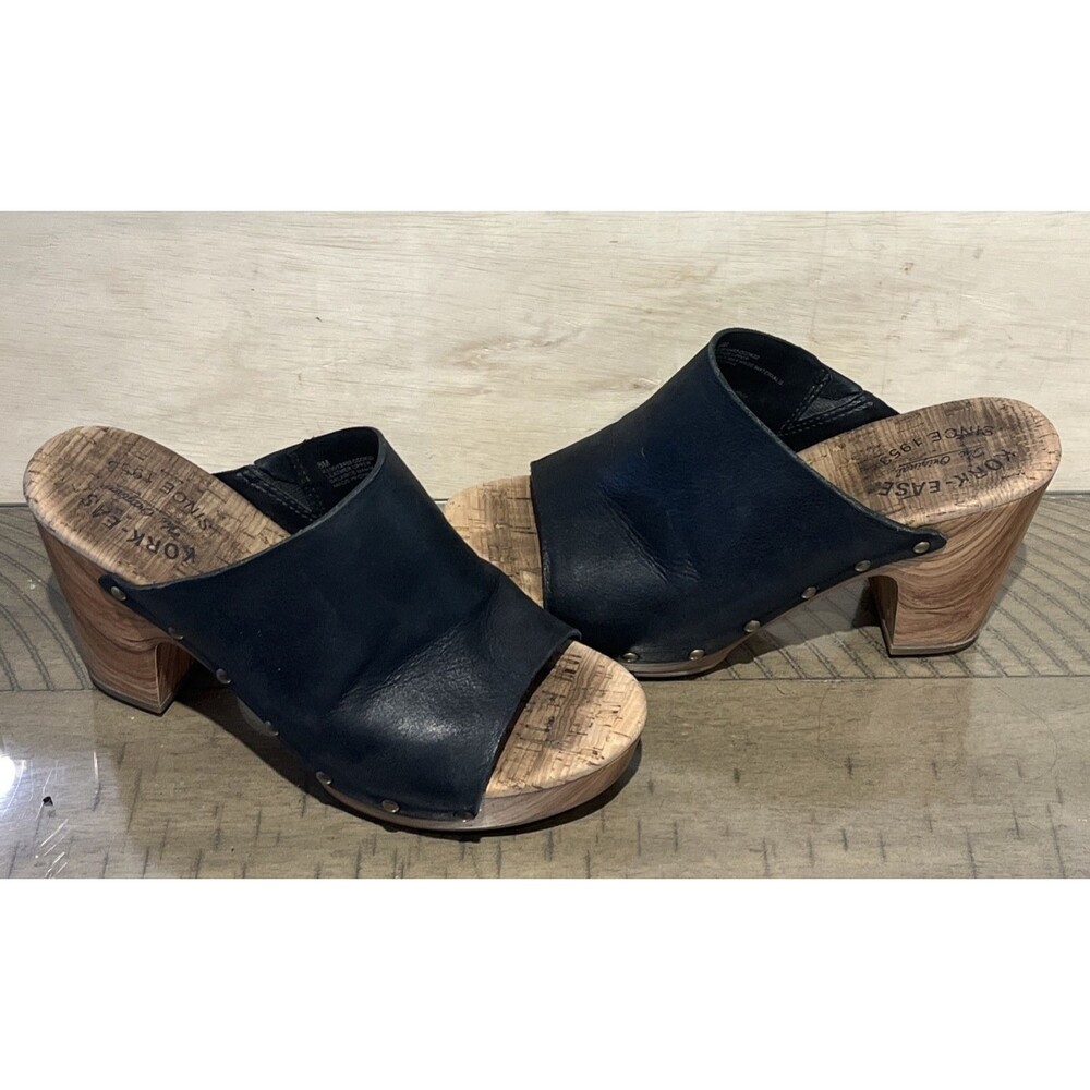 Kork Ease Womens Size 8 Danika Clogs Black Studded Mule Peep Open Toe Sandals